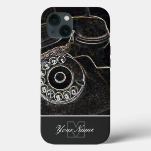 Neon-Pop-Art old retro telephone with Monogram! iPhone 13 Case