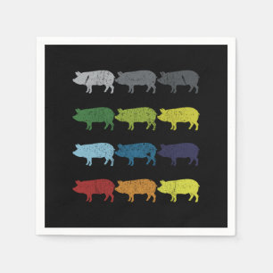 Neon Pop Art Retro Pig Animal Gift Napkin