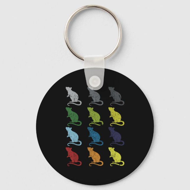 Neon Pop Art Retro Rat Rodent Gift Key Ring (Front)