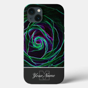 Neon-Pop-Art rose blossom with Monogram! iPhone 13 Case