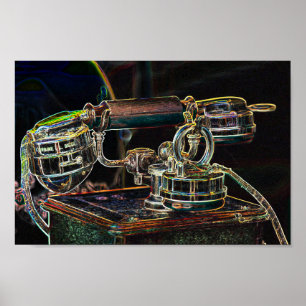 Neon-Pop-Art vintage old telephone Poster