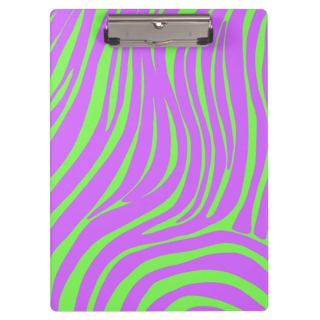 Neon Pop Art Zebra Pattern Clipboard (Front)