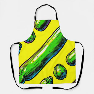 Neon Pop Art Zucchini Pattern Apron