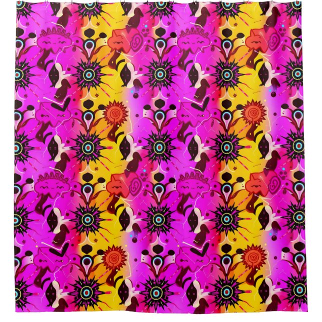 Neon Pop Culture Shower Curtain (Front)