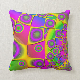 Neon Pop Paper Psychedelic  Cushion