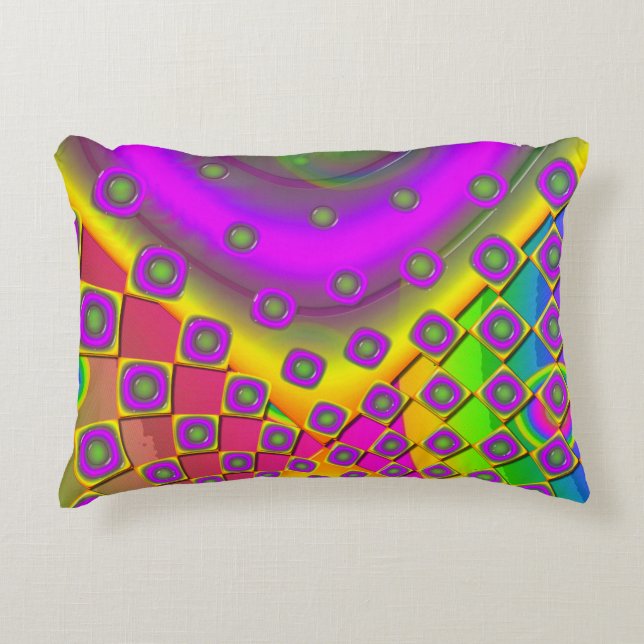 Neon Pop Paper Psychedelic  Decorative Cushion (Front)