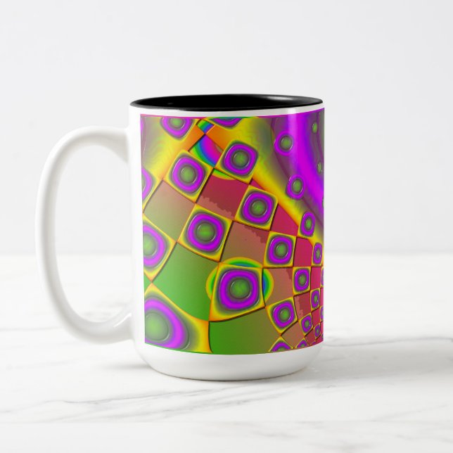 Neon Pop Paper Psychedelic  Two-Tone Coffee Mug (Left)