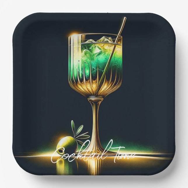Neon Popular Party Time Personalised Paper Plate (Front)
