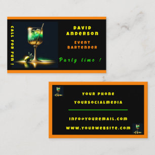 Neon Popular Party Time Personalised Professional Business Card