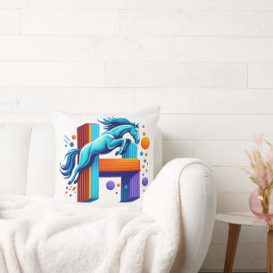 Neon Power Horse Jump Over H Letter Cushion