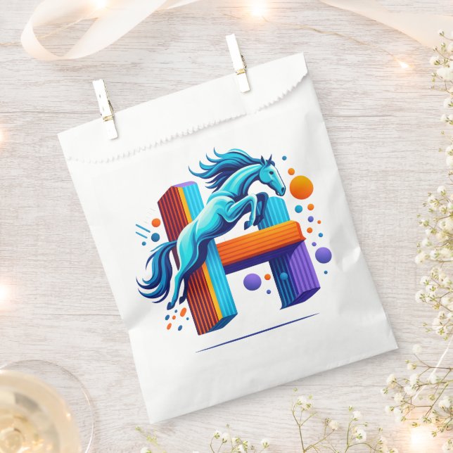 Neon Power Horse Jump Over H Letter Favour Bags (Clipped)