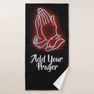 Neon Praying Hands Personalise or Customise Bath Towel