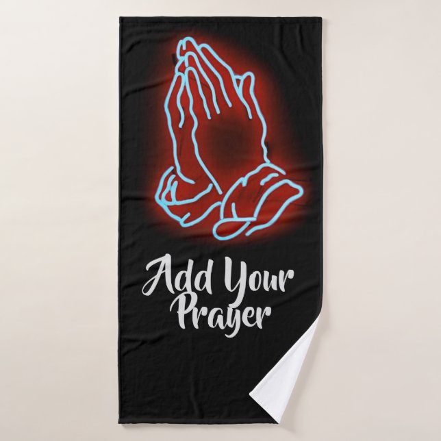 Neon Praying Hands Personalise or Customise Bath Towel (Bath Towel)