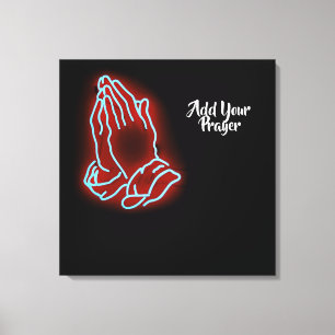 Neon Praying Hands Personalise or Customise Canvas Print