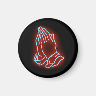 Neon Praying Hands Personalise or Customise Magnet