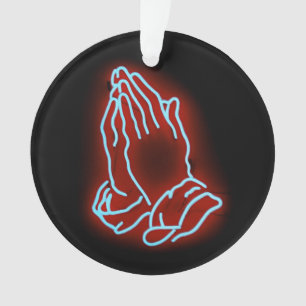 Neon Praying Hands Personalise or Customise Ornament
