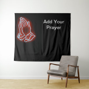 Neon Praying Hands Personalise or Customise Tapestry