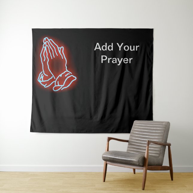 Neon Praying Hands Personalise or Customise Tapestry (In Situ (Horizontal))