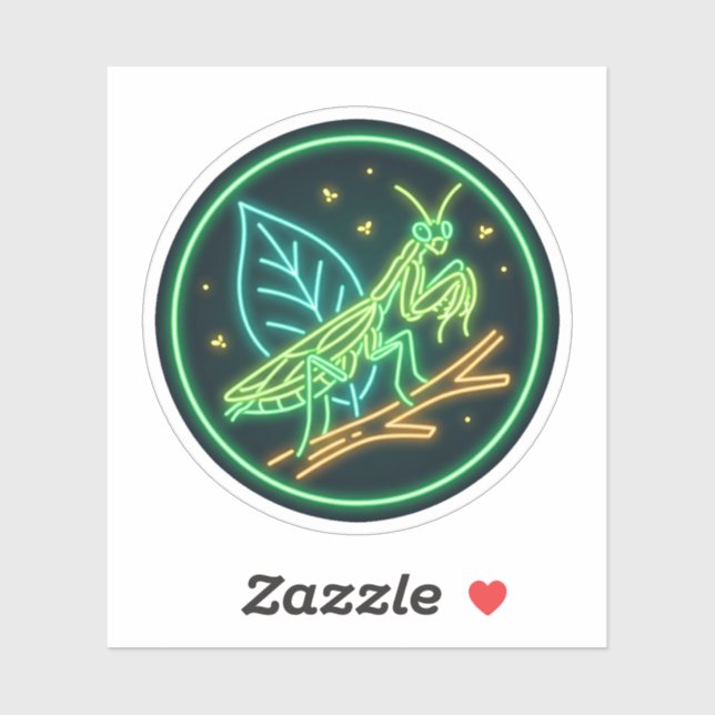 Neon Praying Mantis Leaf Nature Glow Art (Sheet)