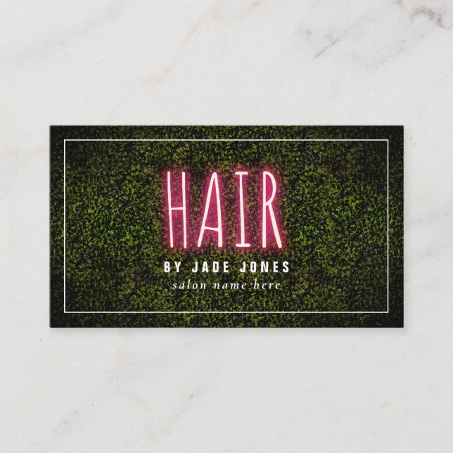 Neon Print Boxwood Hair Salon Cosmetologist  Business Card (Front)
