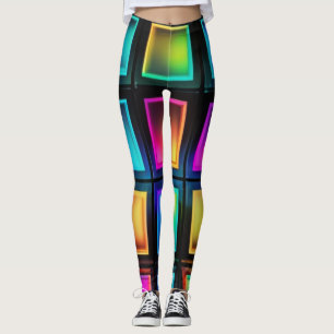 Neon Prism Grid Leggings