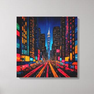 Neon Prism Metropolis Canvas Print