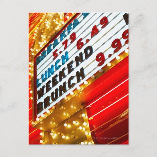 Neon promotional sign at casino, Las Vegas Postcard (Front)