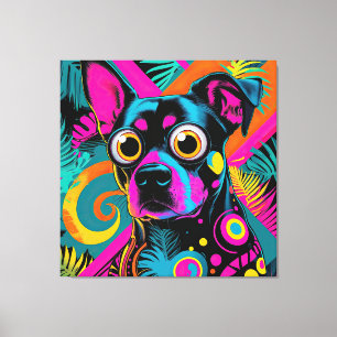 ✨ Neon Psychedelic Cat – Pop Art Design 🎨🐱 Canvas Print