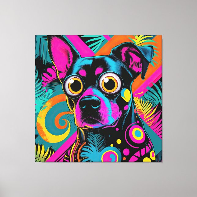 ✨ Neon Psychedelic Cat – Pop Art Design 🎨🐱 Canvas Print (Front)
