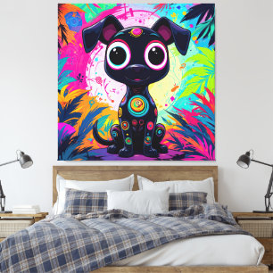 ✨ Neon Psychedelic Cat – Pop Art Design 🎨🐱 Canvas Print
