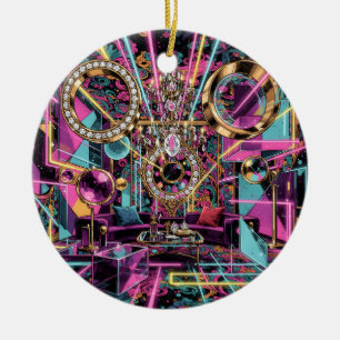 Neon Psychedelic Luxury Lounge Art Ceramic Tree Decoration