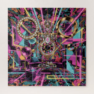 Neon Psychedelic Luxury Lounge Art Jigsaw Puzzle