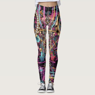 Neon Psychedelic Luxury Lounge Art Leggings