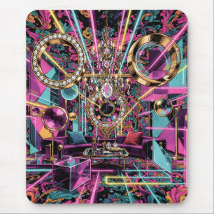 Neon Psychedelic Luxury Lounge Art Mouse Mat