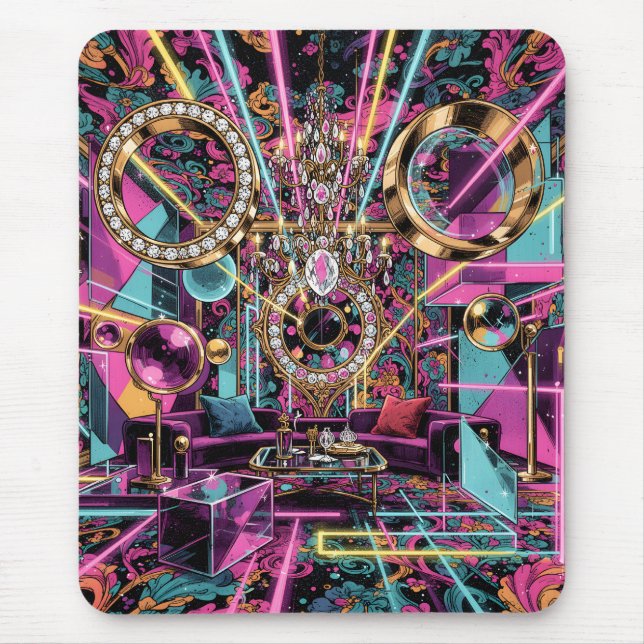 Neon Psychedelic Luxury Lounge Art Mouse Mat (Front)