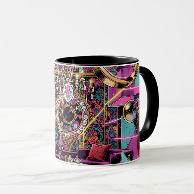 Neon Psychedelic Luxury Lounge Art Mug (Front Right)