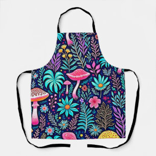 Neon Psychedelic Mushroom Forest Dream Apron