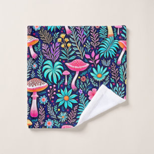 Neon Psychedelic Mushroom Forest Dream Bath Towel Set