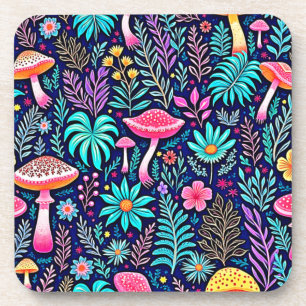 Neon Psychedelic Mushroom Forest Dream Coaster