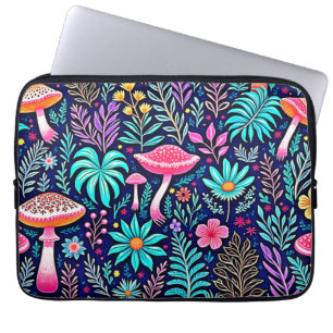 Neon Psychedelic Mushroom Forest Dream Laptop Sleeve