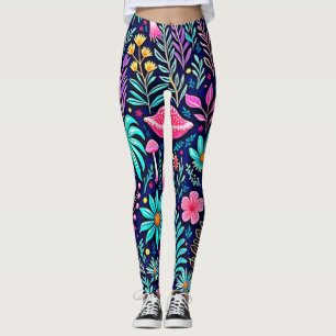 Neon Psychedelic Mushroom Forest Dream Leggings