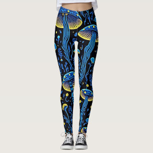 Neon Psychedelic Mushroom Pattern Women Leggings