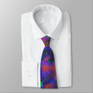 Neon Psychedelic-red purple blue green- trippy Tie