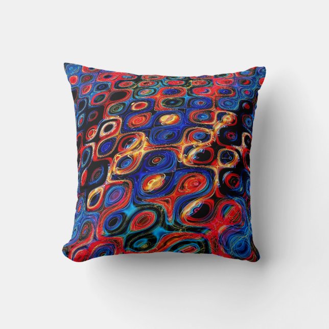 Neon Psychedelic Ripple Abstract Throw Pillow (Front)