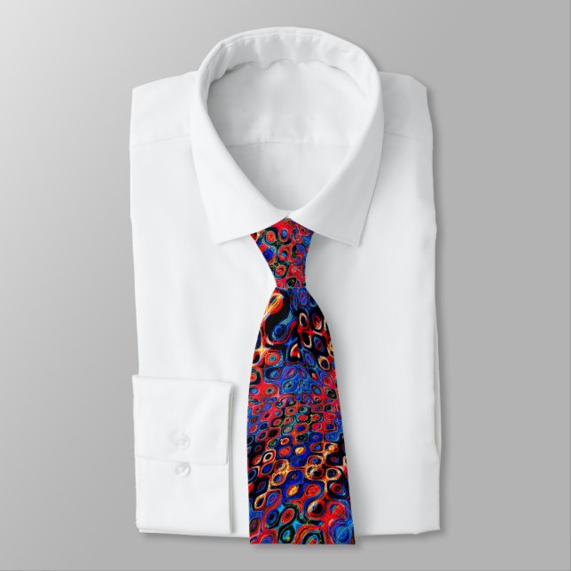 Neon Psychedelic Ripples Neck Tie (Tied)