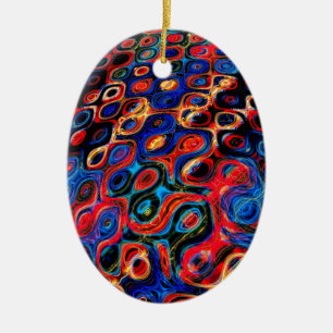 Neon Psychedelic Ripples Ornament