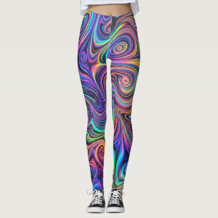 Neon Psychedelic Swirl Abstract Pattern Leggings