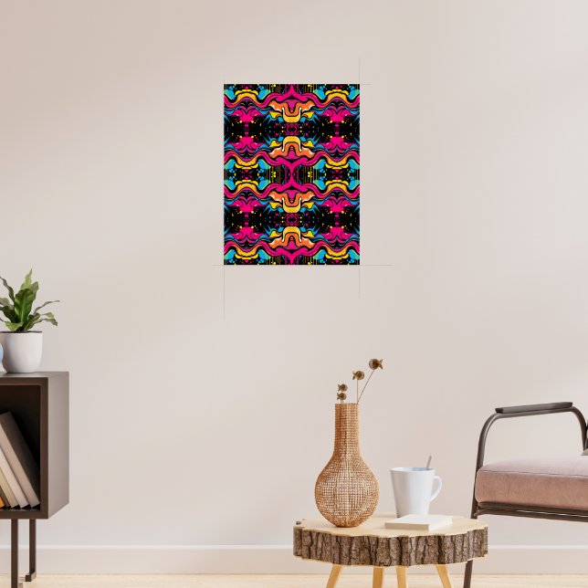 Neon Psychedelic Wave Seamless Pattern Poster (Living Room 3)