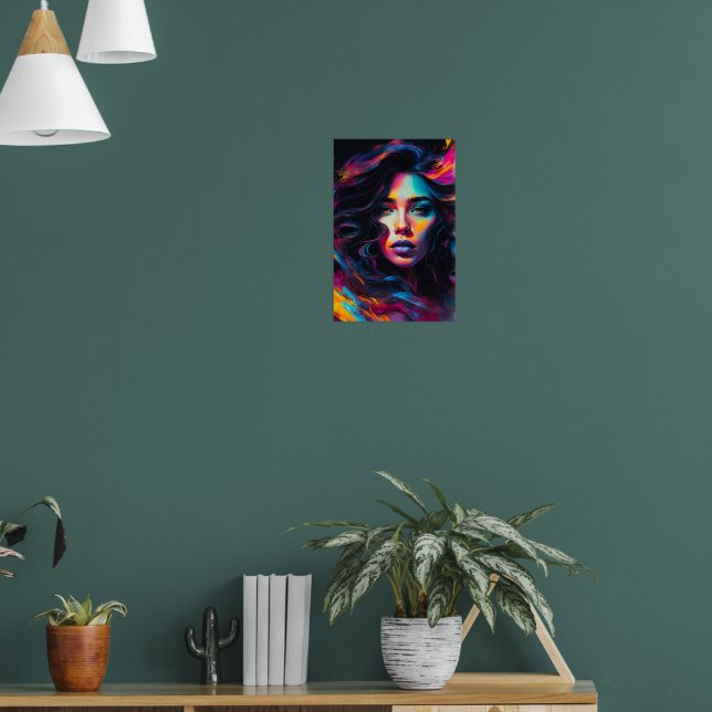 Neon Psychedelic Woman Portrait Poster (Living Room 1)