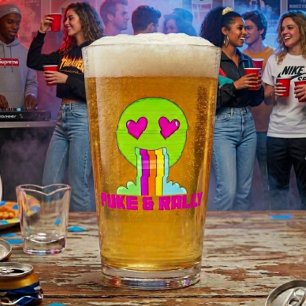 Neon Puke & Rally Pint Glass Funny Party